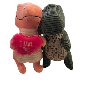 2 Fringe Stuffed Animal Dinosaurs Squeakie Stuffies